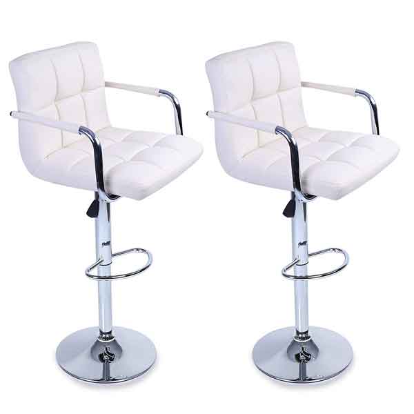 Lot De 2 Chaises Hautes De Bar – Dossier Courbé, Tissu Bleu, Pieds Métal Noir – Tabouret De Cuisine Moderne Pour Comptoir, Salle à Manger
